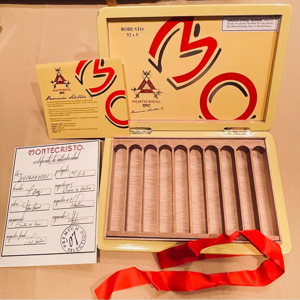 Montecristo Yellow Wooden Finished Cigar Box